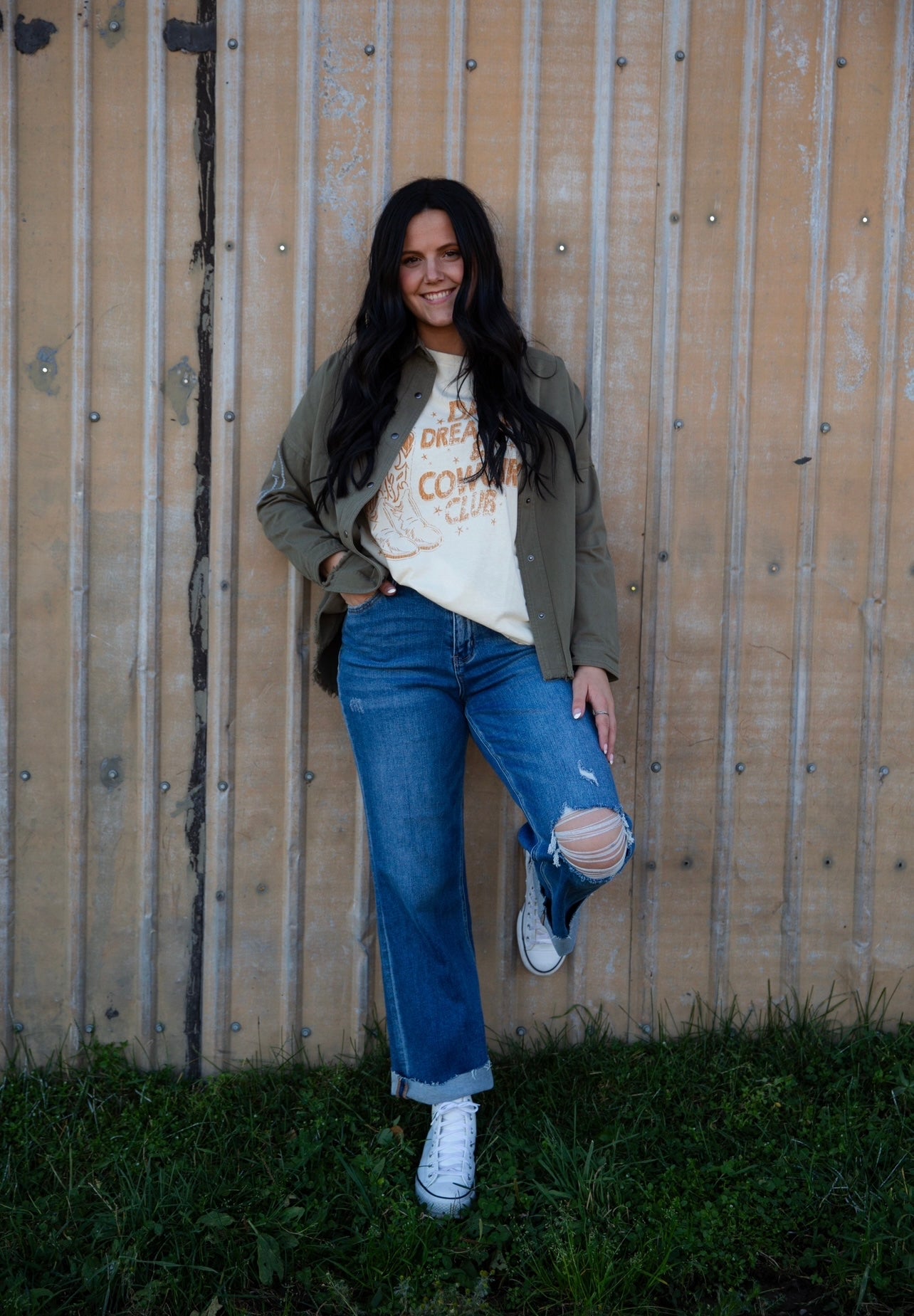 Smile Embroidered Shacket