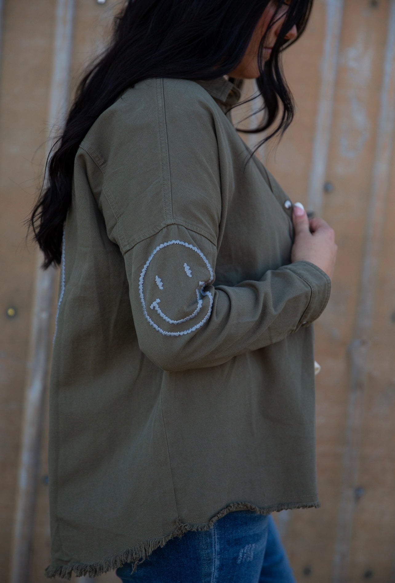 Smile Embroidered Shacket