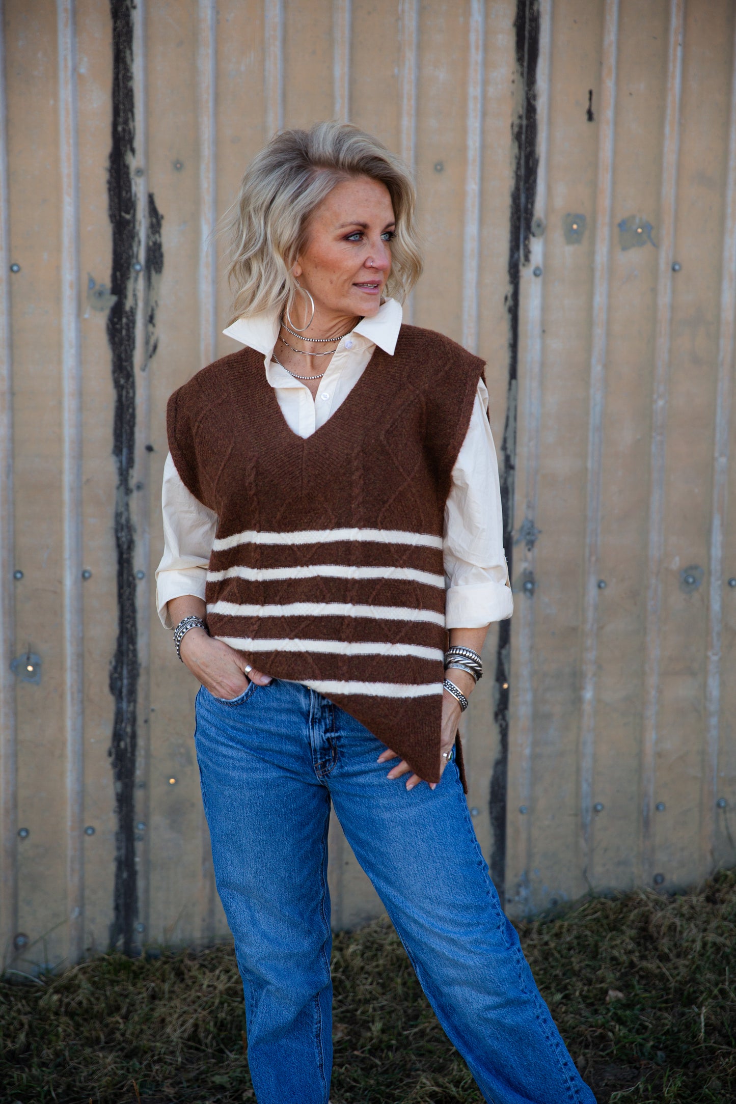 Sallys Striped Sweater Vest