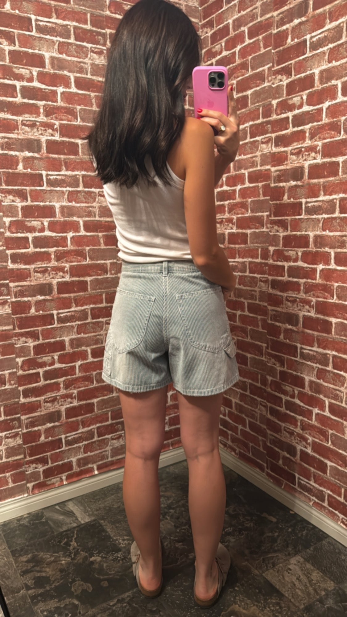 Sally Striped Straight Leg Denim Short