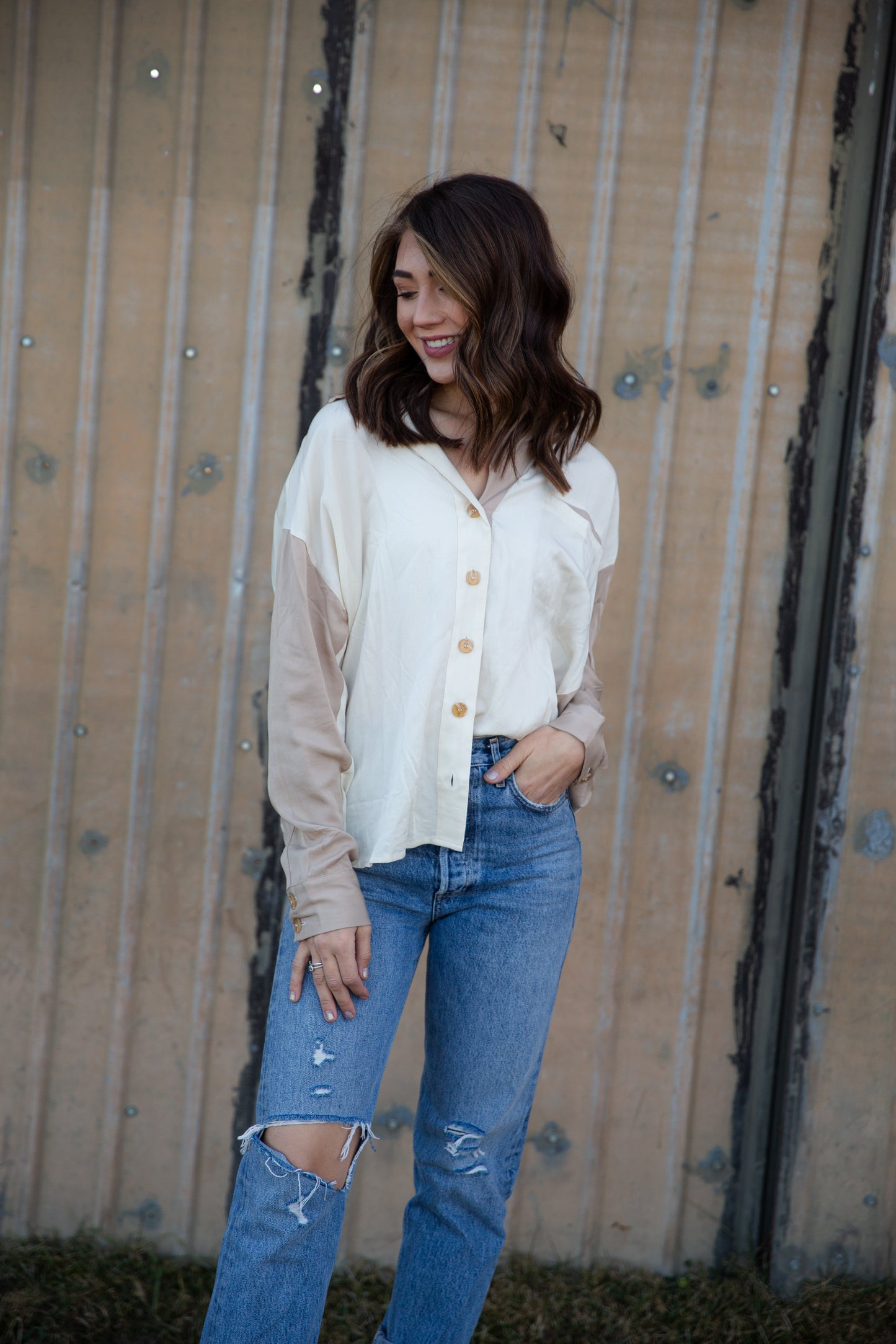 Colour Block Button Down