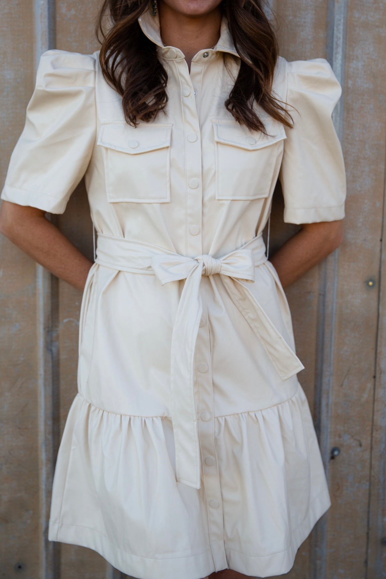 Belted Faux Leather Mini Dress