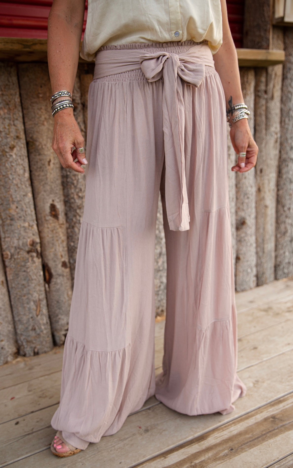 Rayon Tiered Detail Pants