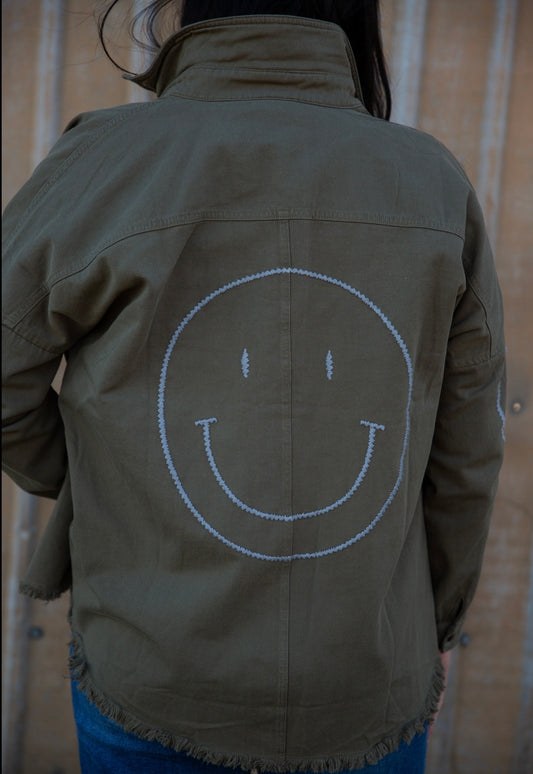 Smile Embroidered Shacket