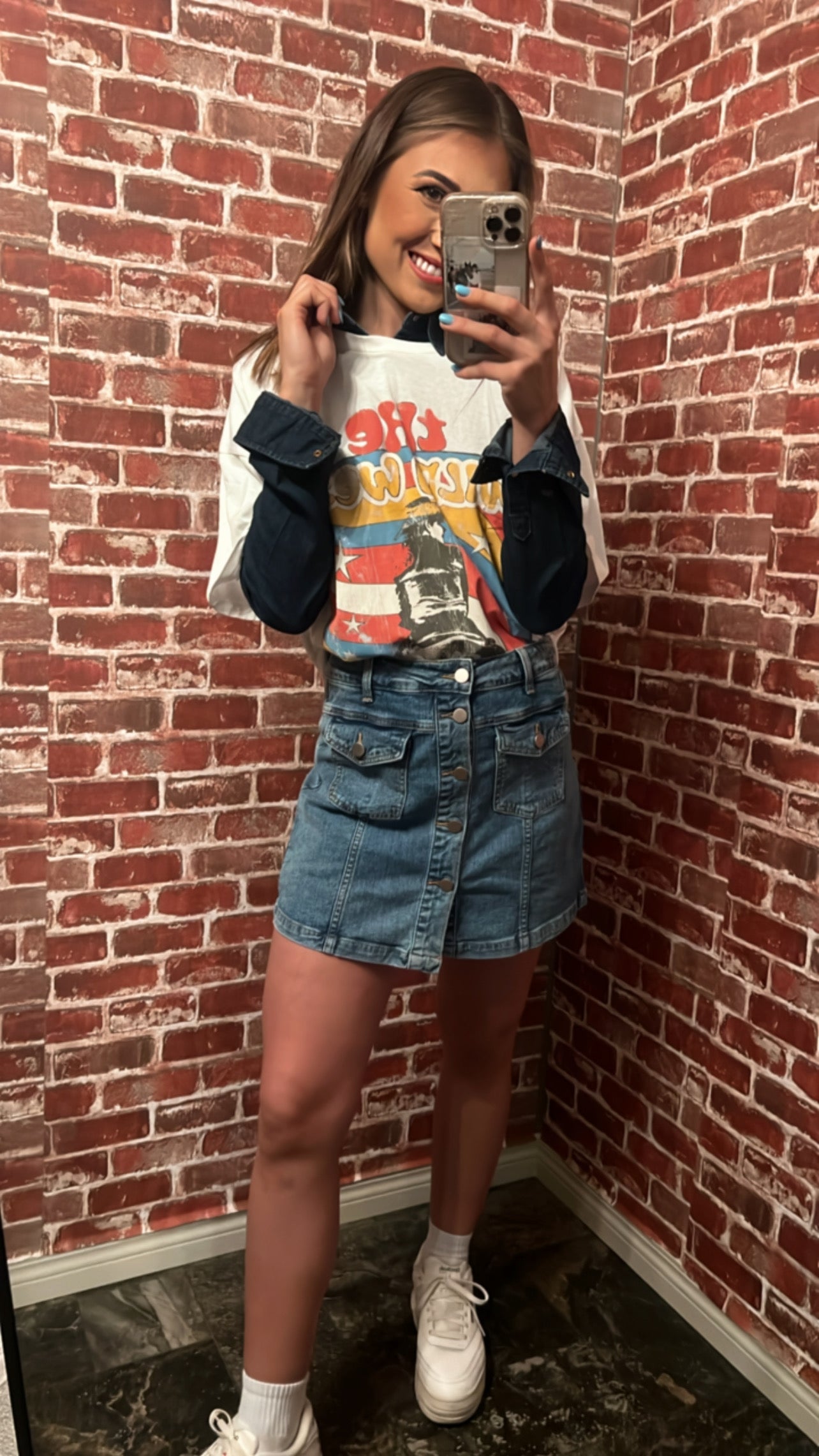 Button Down Denim Skort