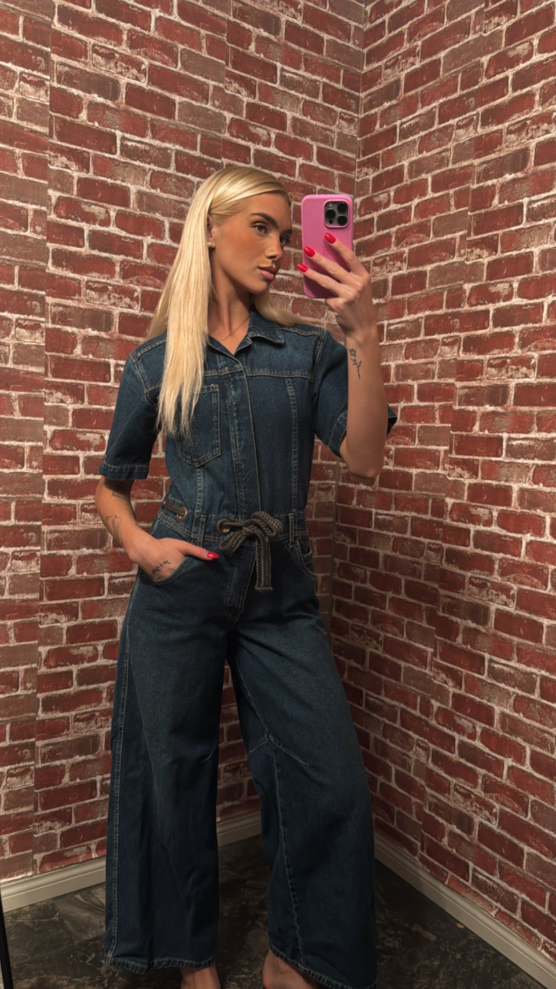 Edison Wide Leg Denim Coveralls
