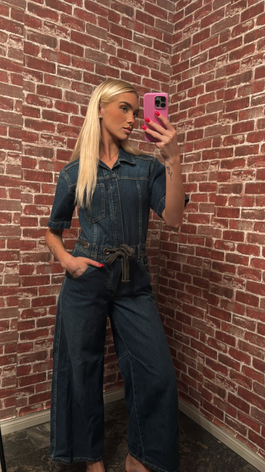 Edison Wide Leg Denim Coveralls