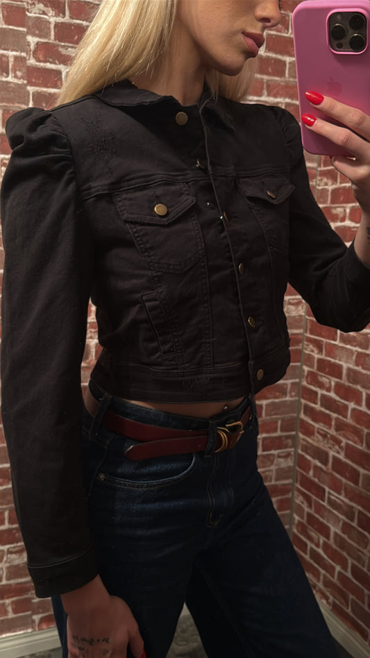 Puff Sleeve Denim Jacket