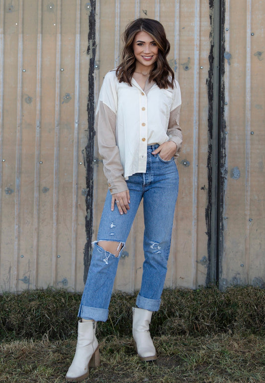 Colour Block Button Down