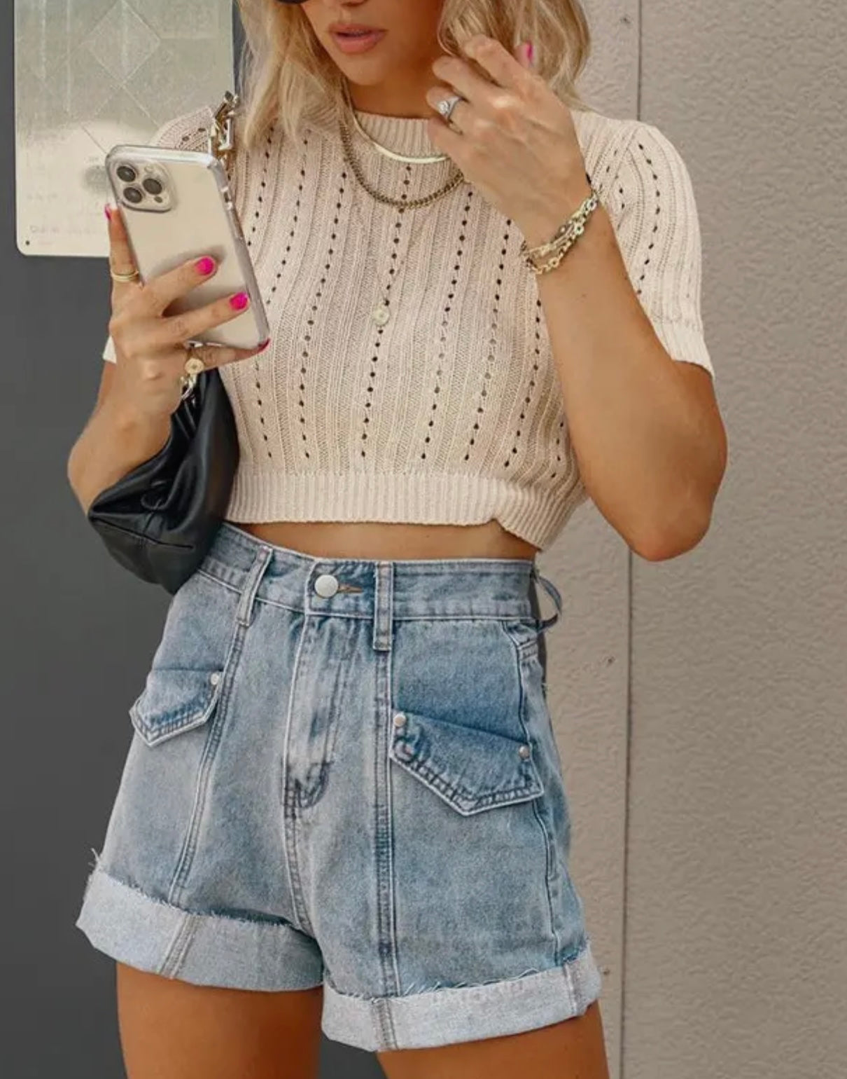 Fallyn’s Front Pocket Denim Shorts