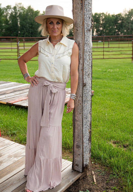 Rayon Tiered Detail Pants